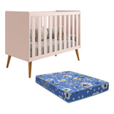 Berço Mini Cama Americano Isis C Colchão Rosa Bebê Infantil