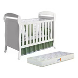 Berço Mini Cama Danny Branco Brilho Com Colchão D18 De 10cm