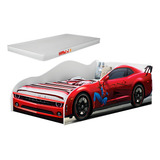 Berço Mini Cama Infantil Carro Aranha Com Colchão Incluso Para Quarto De Criança Lv Moveis