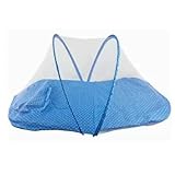 Berco Ninho Com Travesseiro Acolchoado Portatil Dobravel Tenda Mosquiteiro Anti Mosquito Para Crianca Bebe Maternidade  Cor Azul 