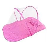 Berco Ninho Com Travesseiro Acolchoado Portatil Dobravel Tenda Mosquiteiro Anti Mosquito Para Crianca Bebe Maternidade Cor Rosa 