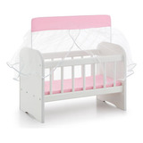 Berço Para Boneca Com Enxoval Rosa Sonno Baby
