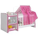 Berço Para Boneca Cristal Ursinho C02 Brinquedo Infantil Branco Rosa Lyam Decor