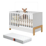 Berço Que Vira Mini Cama Fantasia Com Grade Proteção Removível E Colchão Infantil Para Quarto De Bebê Menino E Menina