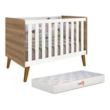 Berço Retrô Ayla Com Colchão D18 De 10cm Reller Móveis Cor Branco Fosco mezzo Fosco