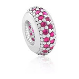 Berloque D Prata 925 P pulseira Separador Zirconia Rosa Pink