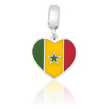 Berloque Pingente Prata 925 Bandeira Senegal