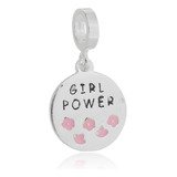 Berloque Prata 925 Poder Feminino Verdadeira Para Pulseira