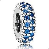 Berloque Separador Zircônia Azul Prata 925