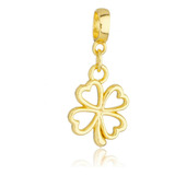 Berloque Trevo 4 Folhas Sorte Banhado A Ouro 18k Premium