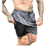 Bermuda 2 Em 1 Short Duplo Masculino Academia Treino Corrida