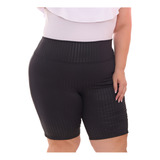 Bermuda 3d Cirrê Plus Size Modeladora Cós Alto Ciclista
