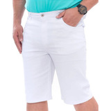 Bermuda Branca Jeans Sarja C Lycra