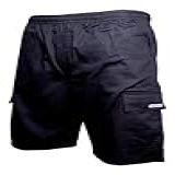 Bermuda Calção Brim Sarja Masculino Elástico Cordão Cargo 5 Bolsos Algodão Reforçado Uniforme Tamanho G Cor Cinza