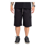 Bermuda Cargo Masculina Sarja Jeans Larga Com Elástico Sk8