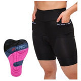 Bermuda Ciclista Feminina Short Ciclismo Forro De Gel Bolso