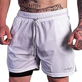 BERMUDA DRY FIT 2 EM 1 PARA ACADEMIA E TREINOS IINTENOS SHORTS ESPORTIIVO GG BRANCO
