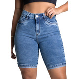 Bermuda Feminina Jeans Sawary Com Elastano Levanta Bumbum