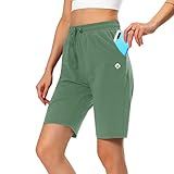 Bermuda Feminina Longa De Algodão De Malha De Moletom Shorts De Caminhada Com Bolso Loden Frost P