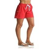 Bermuda Feminina Rocorose De Secagem Rápida Com Cordão Esportivo Shorts De Natação Com Bolso 26150 Red 0 2