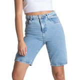 Bermuda Feminina Sawary Jeans Cintura Alta