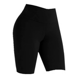 Bermuda Feminina Suplex Liso Ciclista Academia Fitness Plus
