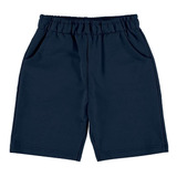 Bermuda Infantil Masculina Moletinho Liso Azul Malwee