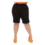 Bermuda Jeans Feminina Ciclista Plus Size Cintura Alta
