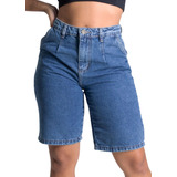 Bermuda Jeans Feminina Sawary Cintura Alta Sem Lycra 277812