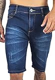 Bermuda Jeans Masculina Azul Escura Listras