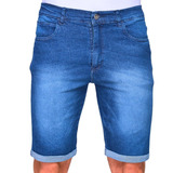 Bermuda Jeans Masculina Barra Virada Casual Sport Slim