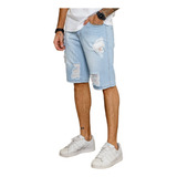 Bermuda Jeans Masculina Shorts Preto Jeans