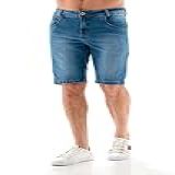 Bermuda Jeans Masculina Slim Com Recortes