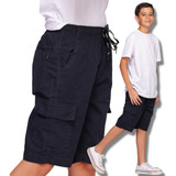 Bermuda Jeans Masculino Juvenil Infantil Menino Cargo P Ao G