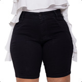 Bermuda Jeans Plus Size Feminino Cintura Alta Levanta Bumbum