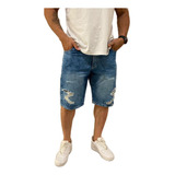 Bermuda Jeans Preta Sport Fino Fit