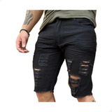 Bermuda Masculina Jeans Rasgada Casual Moderna