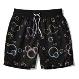 Bermuda Masculina Minnie Mouse Desenho Short Praia Bolhas