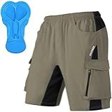 Bermuda Masculina Para Mountain Bike 3D Acolchoada Para Bicicleta MTB Short Solto Leve MTB Ciclismo Caqui X Large