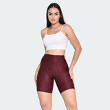 Bermuda Riscada Modeladora Fitness Treino Ciclista Cos Alto