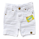 Bermuda Short Jeans Colorido Bebê Menino Branco 1 Á 12 Meses