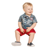 Bermuda Short Jeans Colorido Bebê Menino Infantil Vermelho