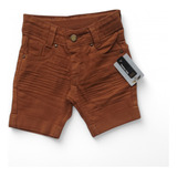 Bermuda Short Jeans Colorido Marrom Caramelo Bebê Menino