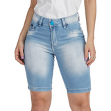 Bermuda Short Jeans Cós Alto Linha Gold Plus Size 36 Ao 54