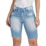 Bermuda Short Jeans Feminino Cintura Alta