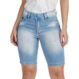 Bermuda Short Jeans Feminino Cintura Alta