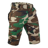 Bermuda Tática Cargo Masculina 8 Bolsos Cintura Ajustável