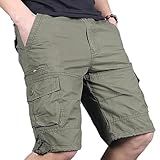 Bermudas Shorts Cargo Masculinas De Algodão Calça De Verão Masculina Cintura Elástica Verde GG