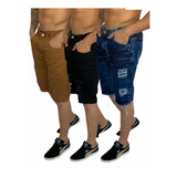 Bermuna Jeans Masculina Kit Com 3