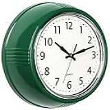 Bernhard Products Relógio De Parede Retrô 24 Cm Verde Caçador Cozinha Anos 50 Design Vintage Redondo Silencioso Sem Tique Taque Quartzo Operado Por Bateria Para Casa Escritório Escola